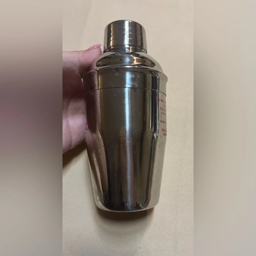 El Recuerdo Mezcal Metal Cocktail Shaker Stainless‎ Steel w/ Recipe 6” Tall